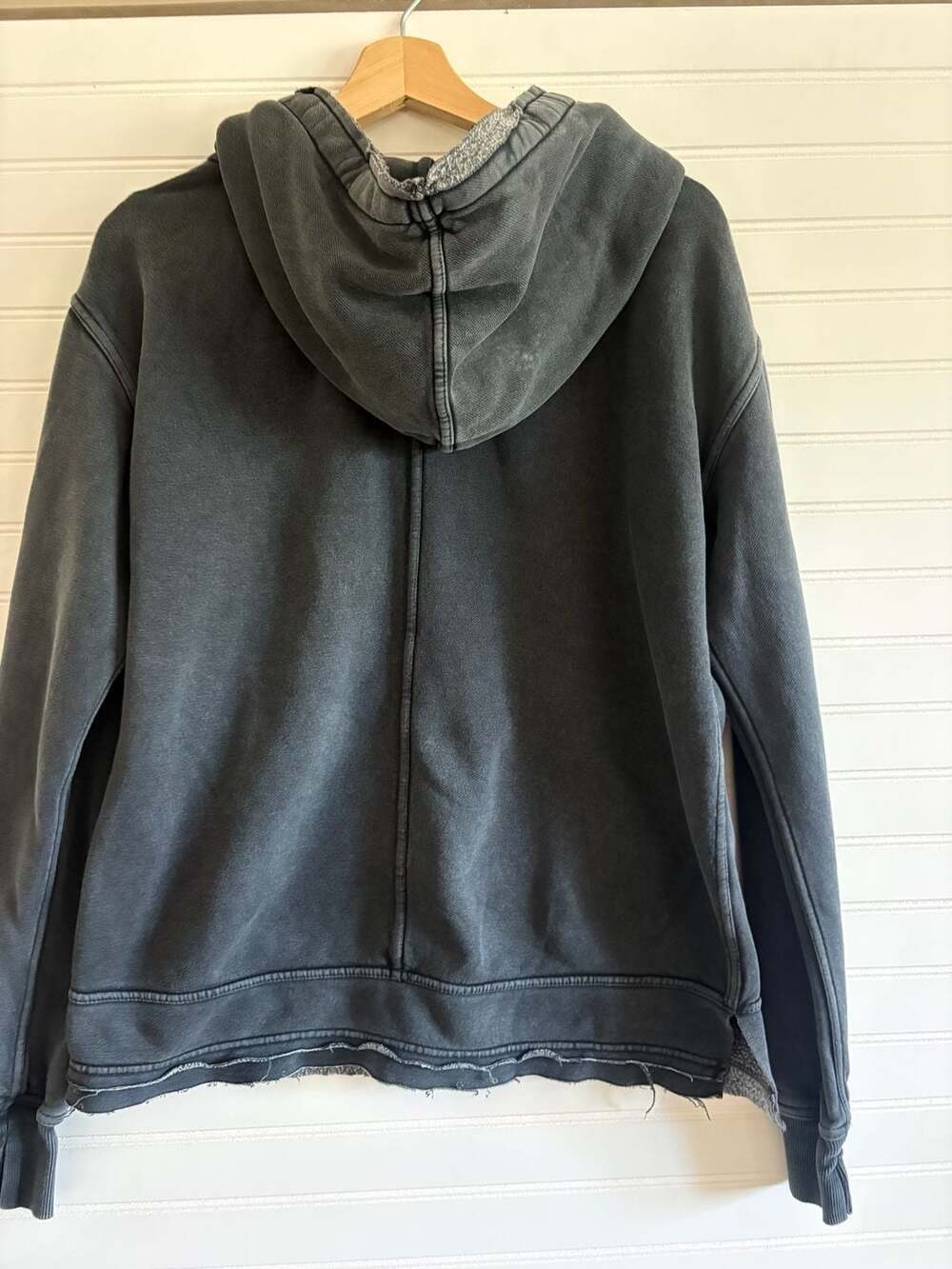 We The Free Washed Raw Edge Distressed Hoodie Black Size Small - Picture 2 of 6